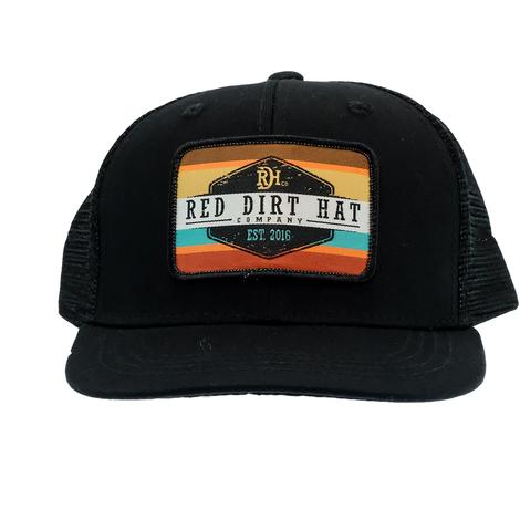 Red Dirt Hat Black with Sunset Patch Meshback Youth Cap